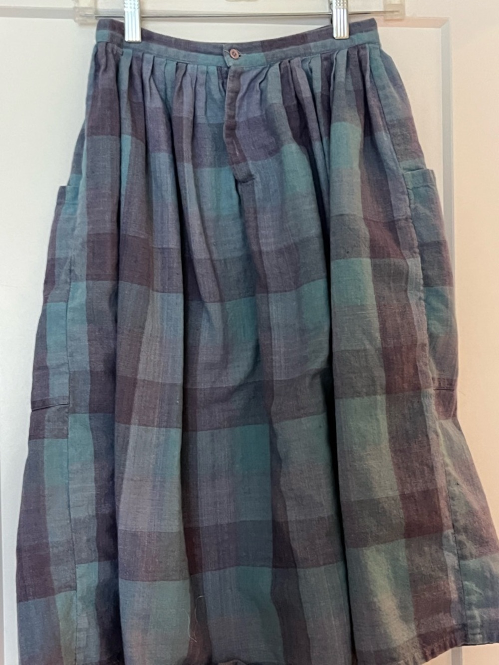 Vintage 100% Cotton Indian Madras Check Midi Skirt XS/S - Picture 4 of 6